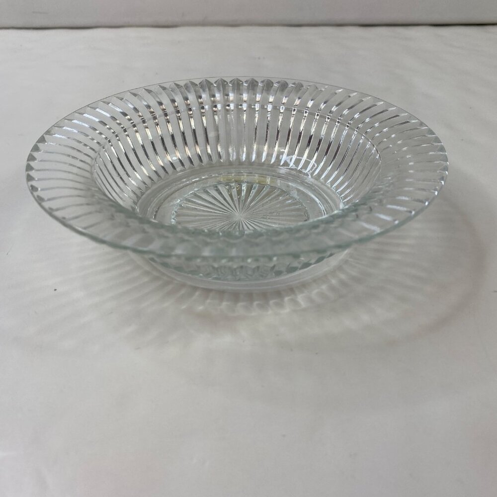 Anchor Hocking Queen Mary Crystal Glass Butter Serving Dish Decor  Vintage